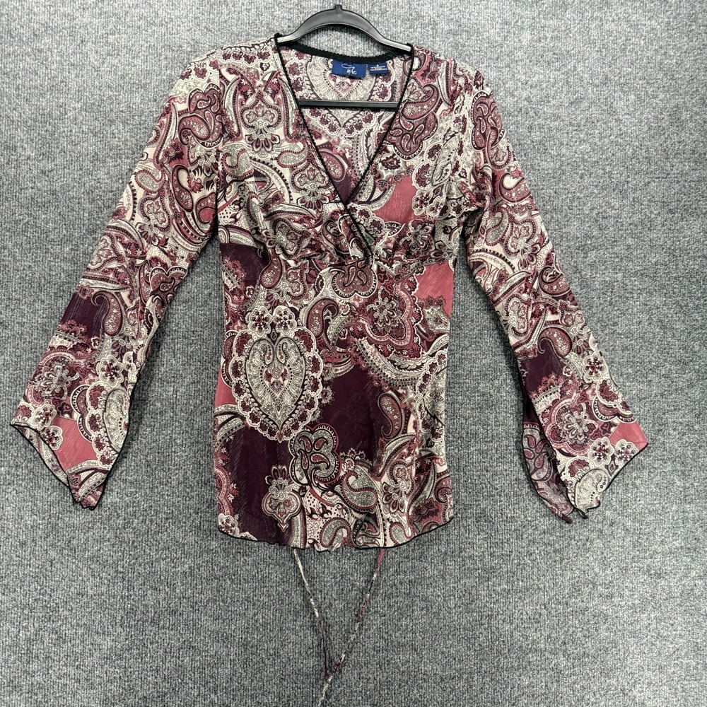 Vintage 90s Rag Top Womens S Purple Paisley Sheer Babydoll Y2K Fairycore Hippie